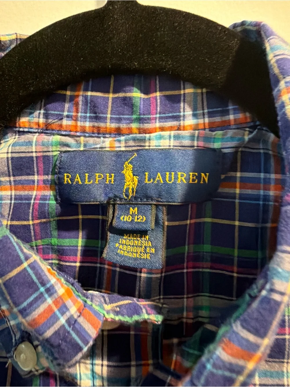 Ralph Lauren Navy & Green Plaid Short-Sleeve Button-Down Shirt